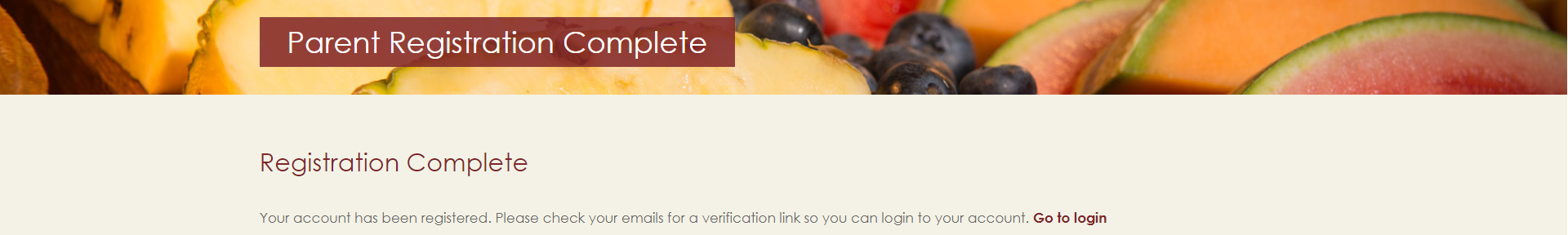 Parent Registration complete